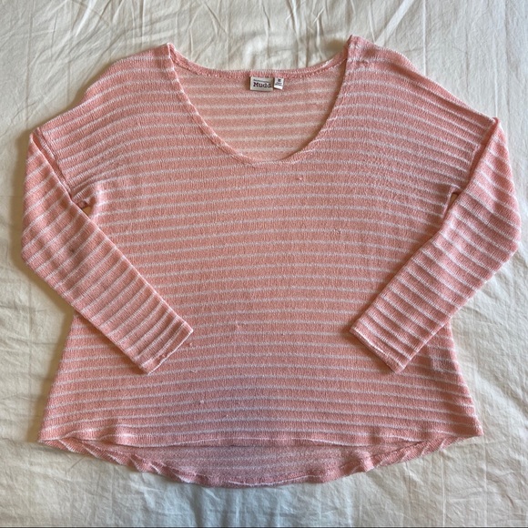 Mudd Pink/White Striped Long Sleeve - Picture 2 of 7